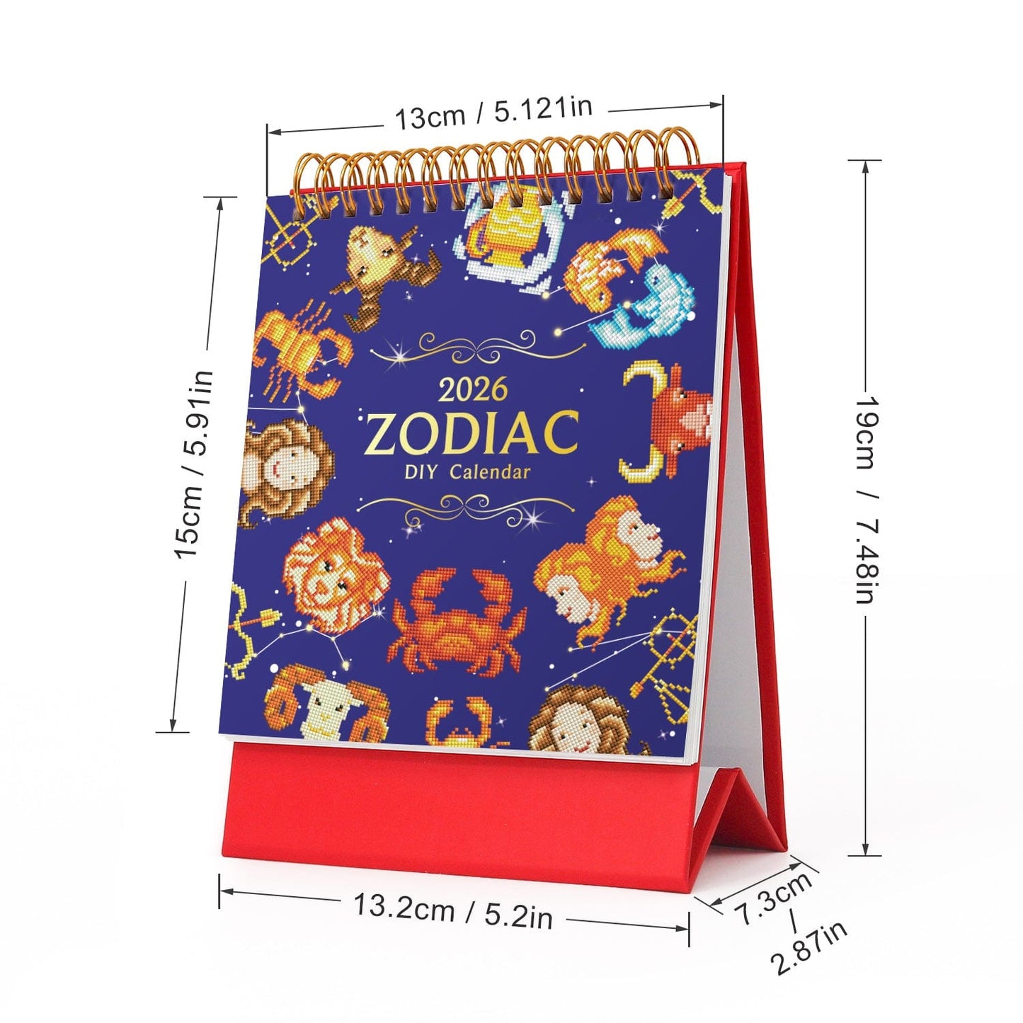DIYArtCool™ 2026 Desk Calendar Series – Zodiac Spark /Diamond Painting(19cm x 13.2cm)
