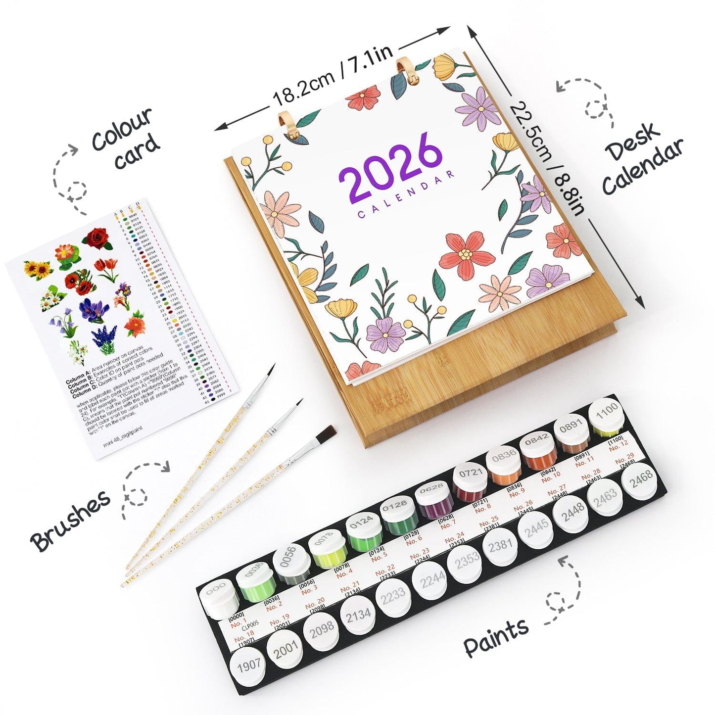 2026 Desk Calendar Series – Flowers /Paint by Numbers(18.2cm x 22.5cm)
