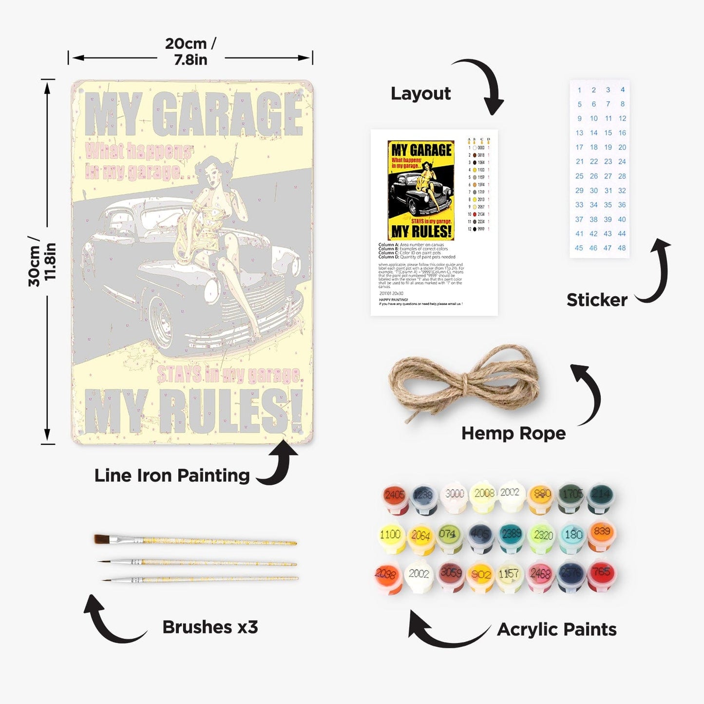 DIYArtCool™ Metal Bar/Posters Art Paint By Numbers- My Garage, My Rules #16 (20x30cm /7.8"x11.8")