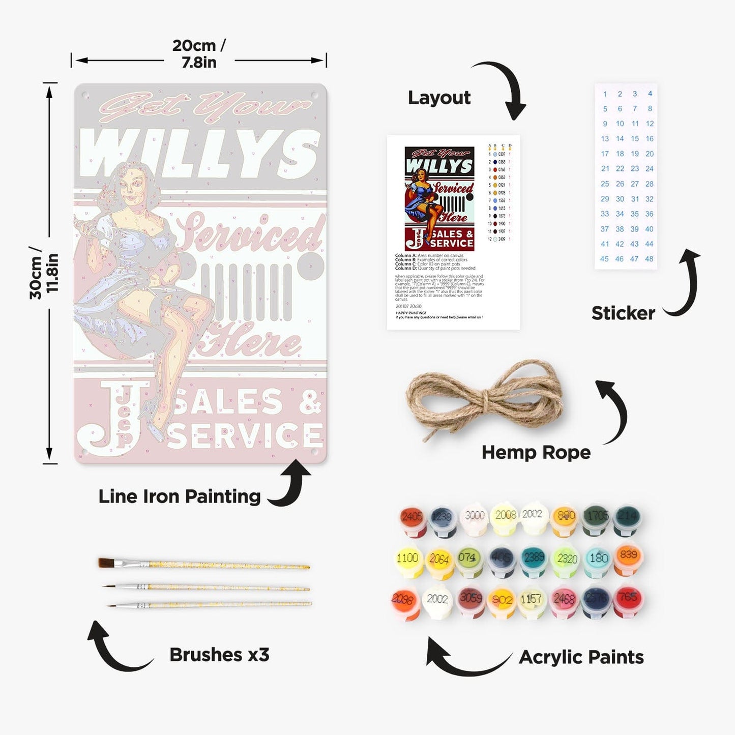 DIYArtCool™ Metal Bar/Posters Art Paint By Numbers- Get Your Willys Serviced #21 (20x30cm /7.8"x11.8")