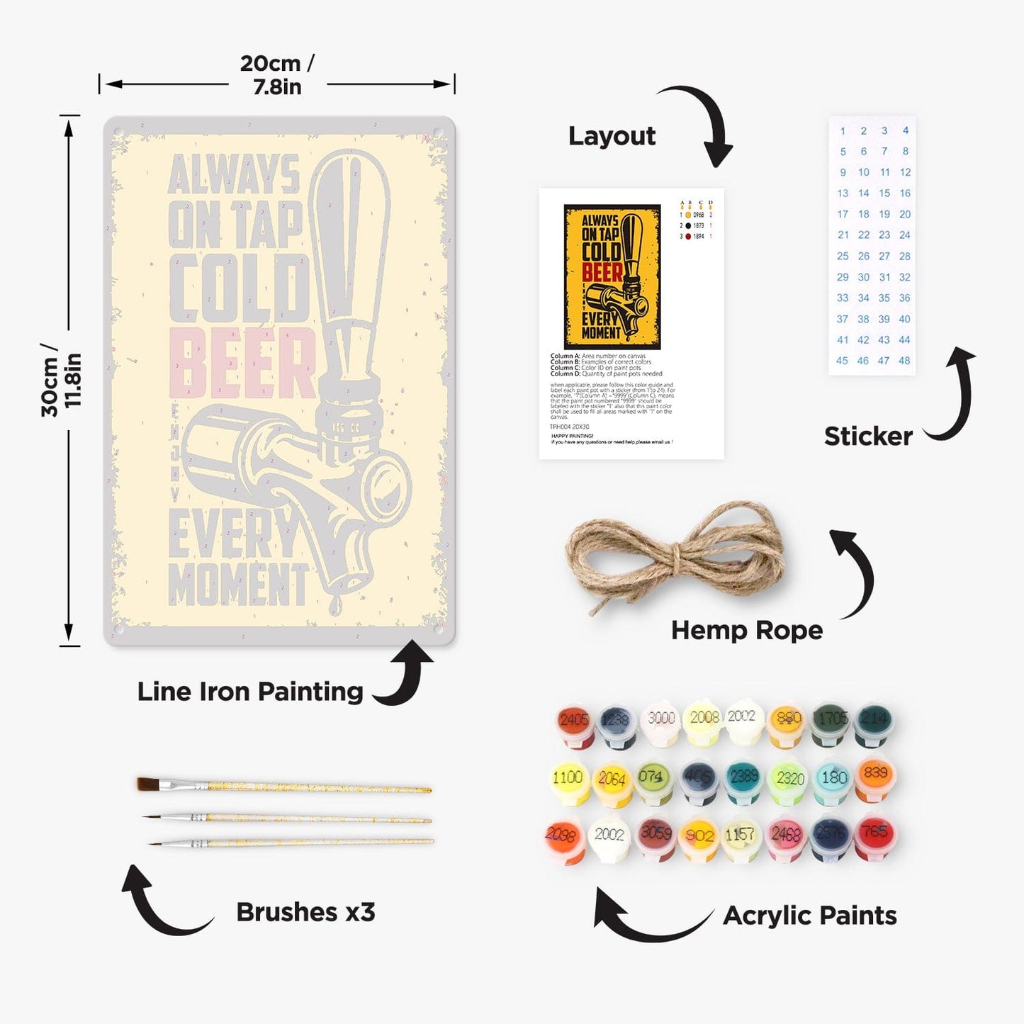 DIYArtCool™ Metal Bar/Posters Art Paint By Numbers- On Tap Cold Bee #04 (20x30cm /7.8"x11.8")