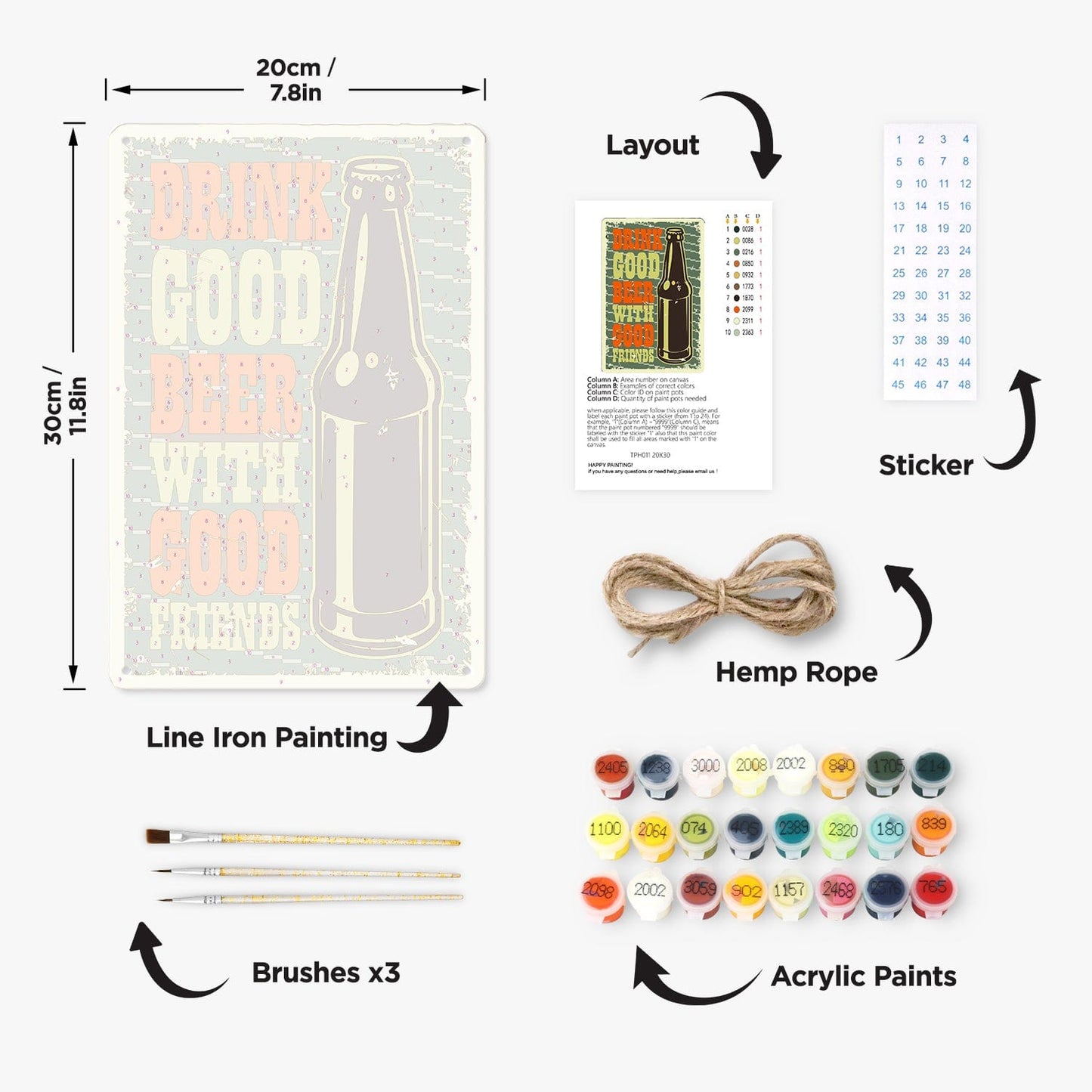 DIYArtCool™ Metal Bar/Posters Art Paint By Numbers- Good Beer & Great Company #11 (20x30cm /7.8"x11.8")