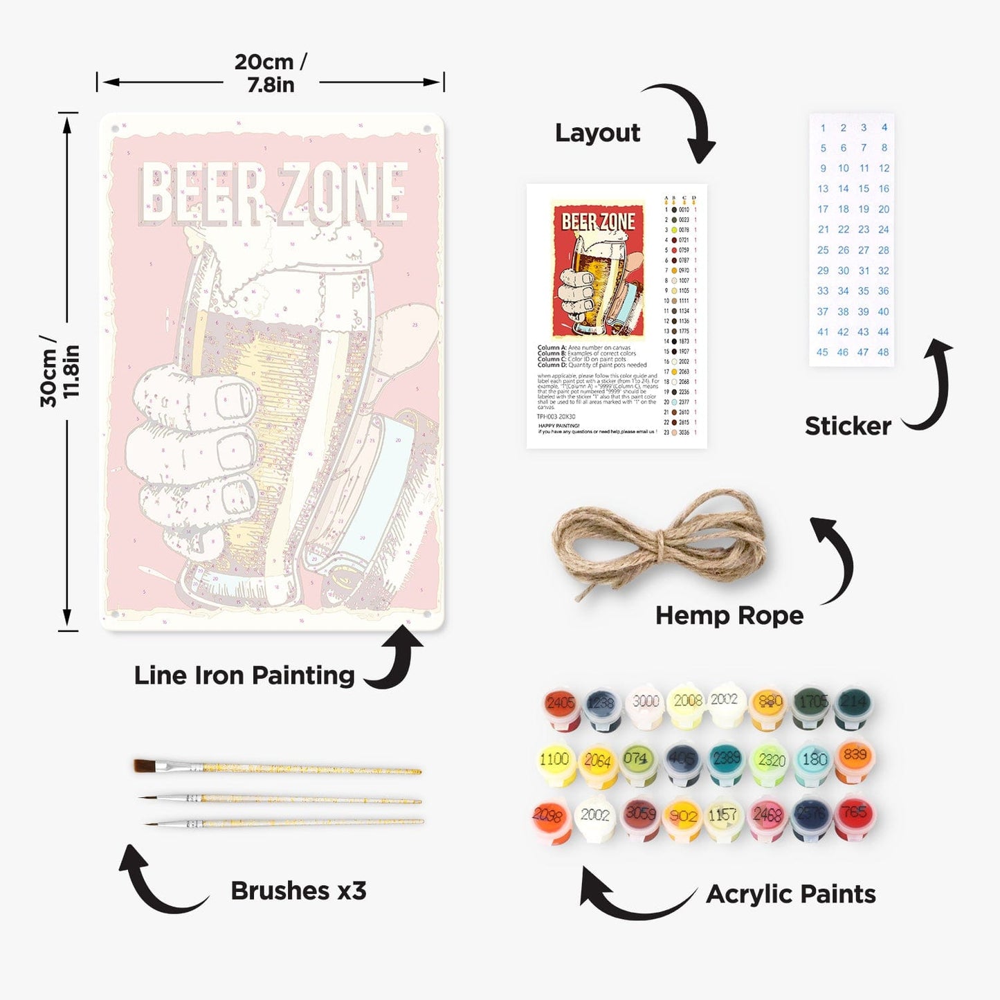 DIYArtCool™ Metal Bar/Posters Art Paint By Numbers- Beer Zone Cheers #03 (20x30cm /7.8"x11.8")
