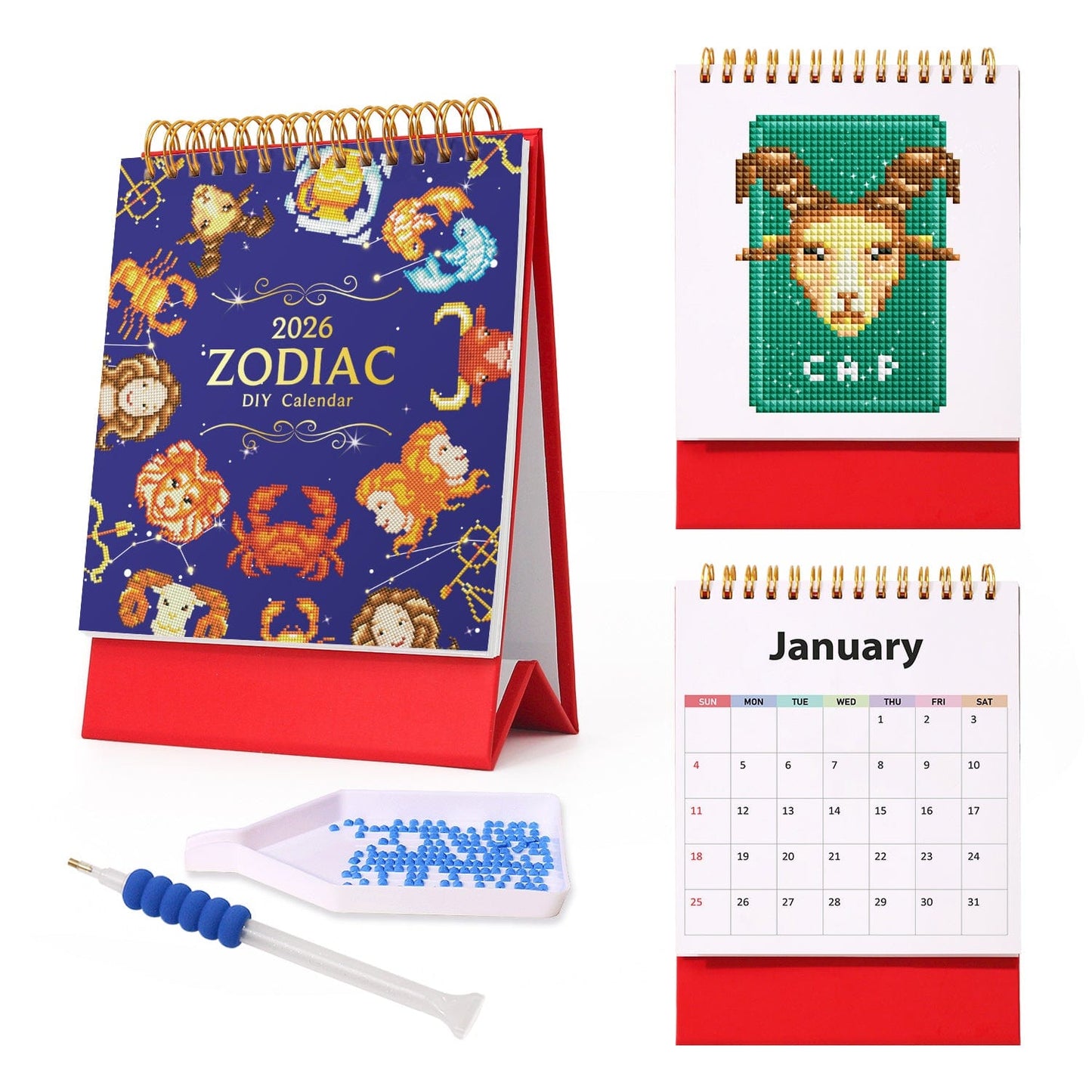 DIYArtCool™ 2026 Desk Calendar Series – Zodiac Spark /Diamond Painting(19cm x 13.2cm)