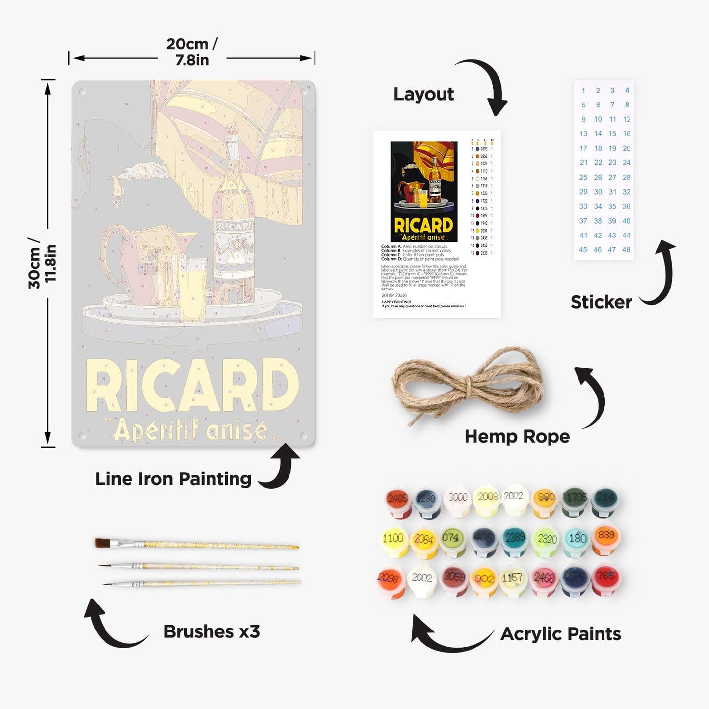 DIYArtCool™ Metal Bar/Posters Art Paint By Numbers- Ricard Moment #19 (20x30cm /7.8"x11.8")