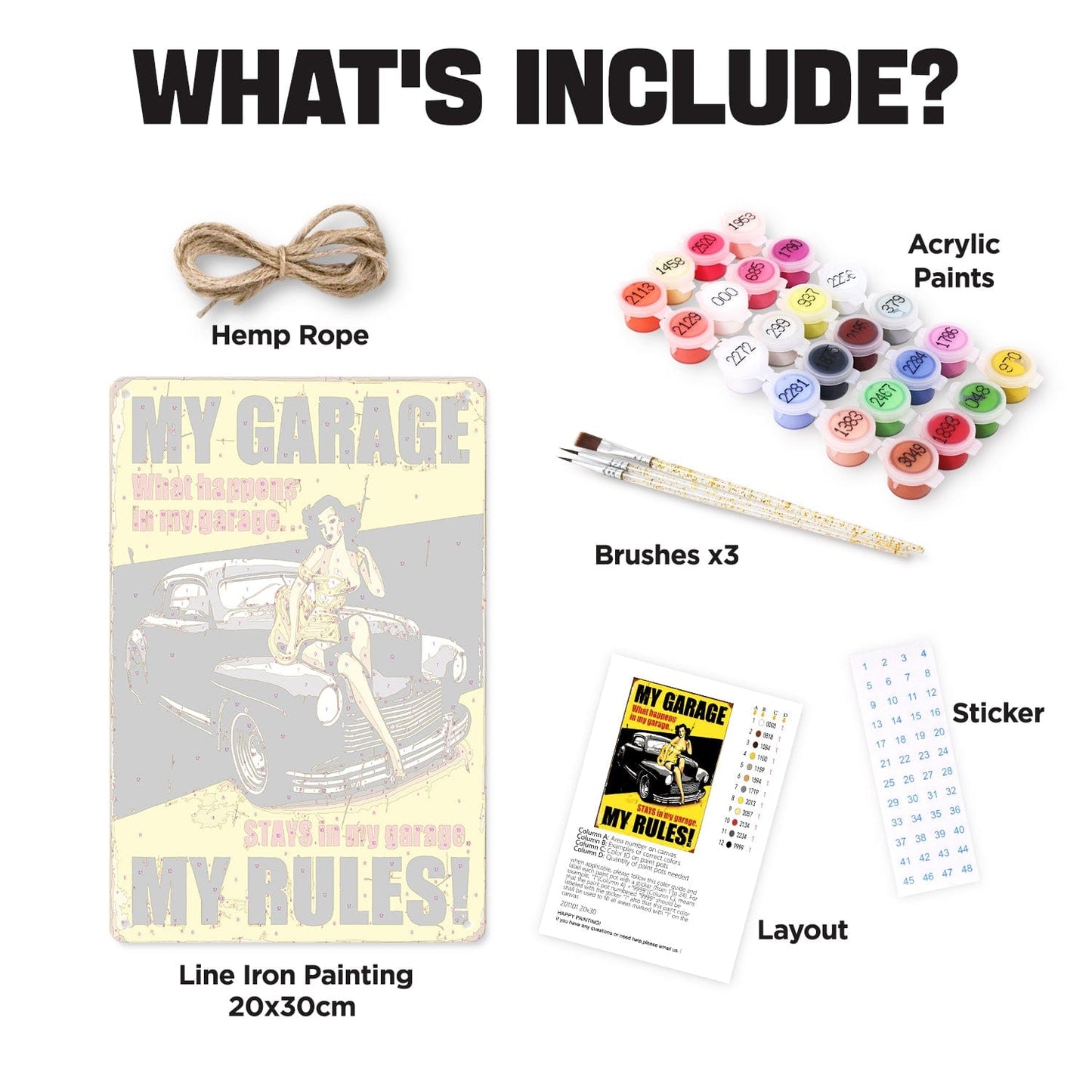 DIYArtCool™ Metal Bar/Posters Art Paint By Numbers- My Garage, My Rules #16 (20x30cm /7.8"x11.8")