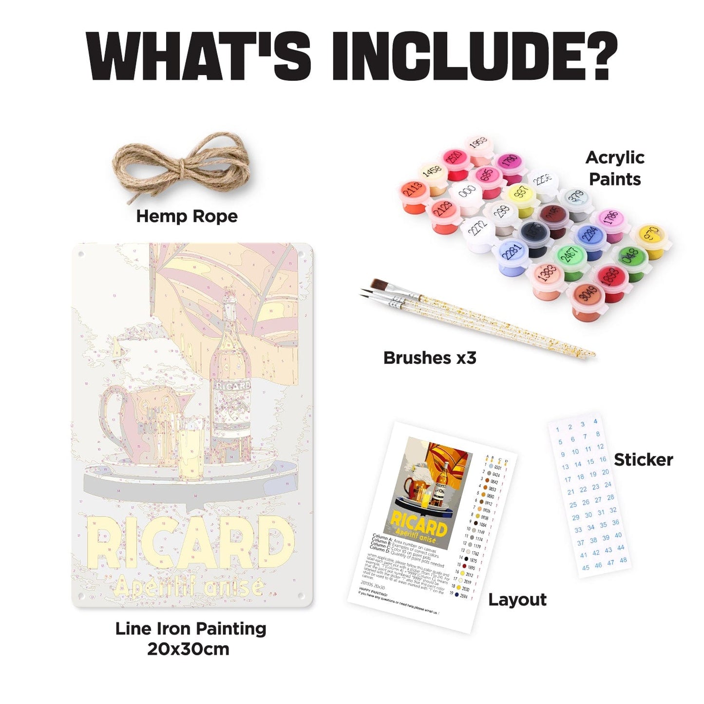 DIYArtCool™ Metal Bar/Posters Art Paint By Numbers- Ricard Apéritif Anisé #17 (20x30cm /7.8"x11.8")