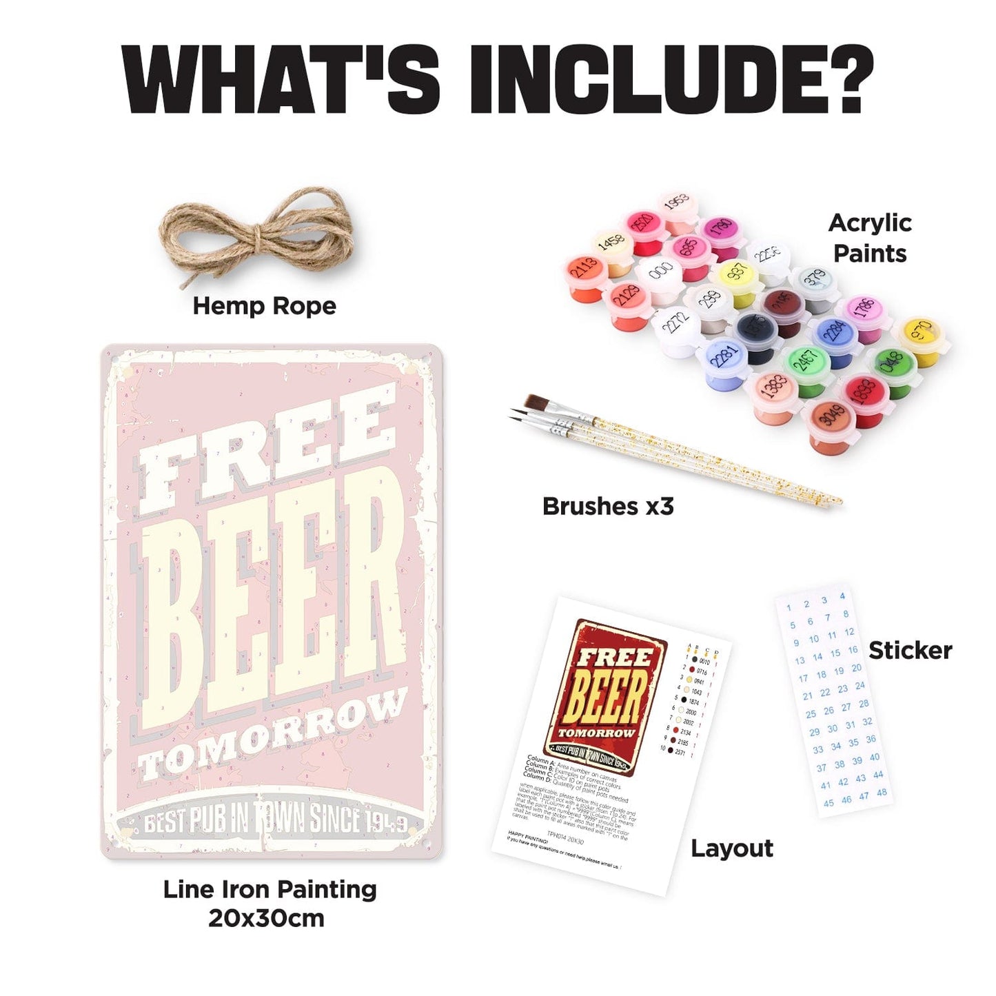 DIYArtCool™ Metal Bar/Posters Art Paint By Numbers- Free Beer Tomorrow #14 (20x30cm /7.8"x11.8")