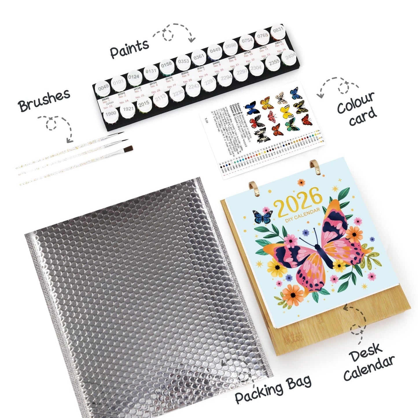 2026 Desk Calendar Series – Butterflies /Paint by Numbers(18.2cm x 22.5cm)