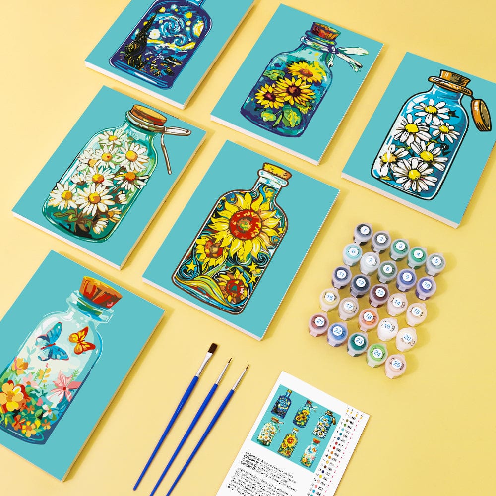 6 Mini Paintings – Bloom in a Bottle Set (5.9” x 7.9” / 15 x 20 cm)