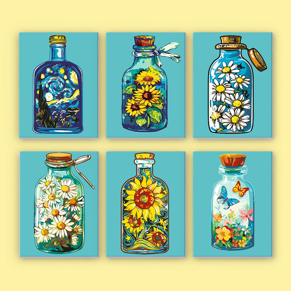 6 Mini Paintings – Bloom in a Bottle Set (5.9” x 7.9” / 15 x 20 cm)