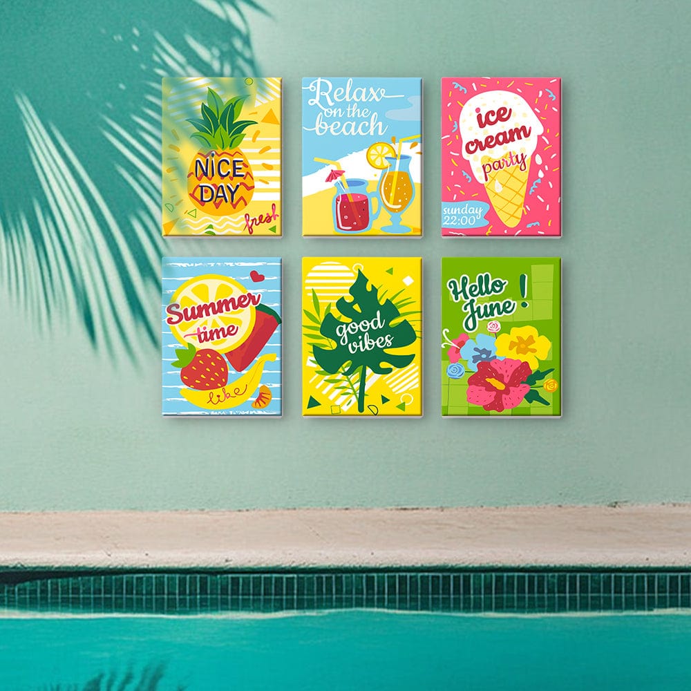 6 Mini Paintings – Summer Vibes Poster Set (5.9” x 7.9” / 15 x 20 cm)