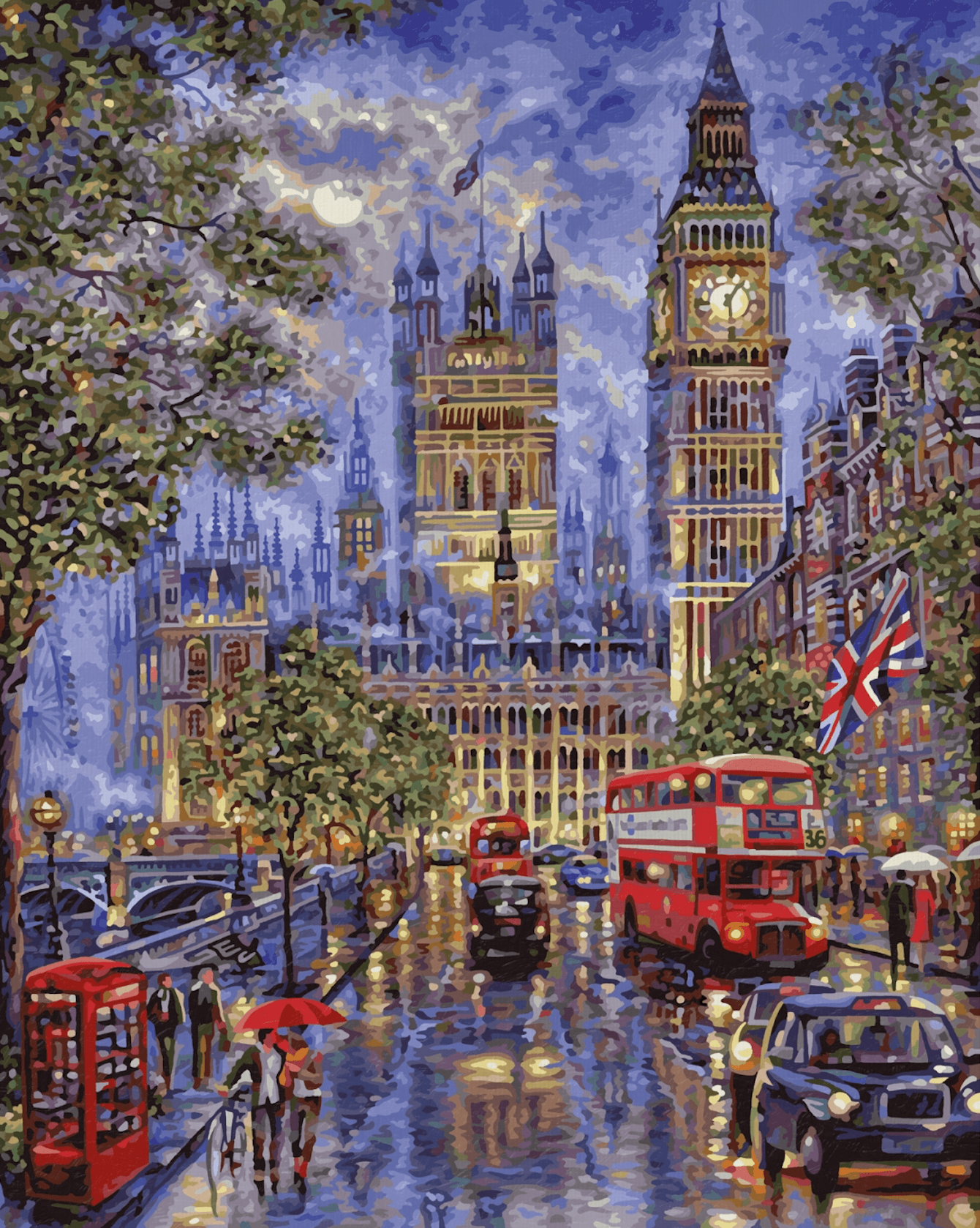 DIYArtCool™ Dive into 'Moon Over London' Paint by Numbers and immerse