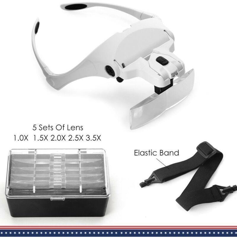 Magnifying Glasses LED Lighted Headband Magnifier Lamp