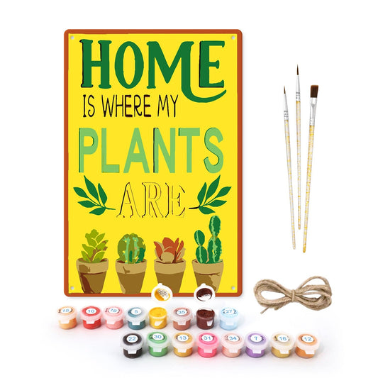 DIYArtCool™ Metal Bar/Posters Art Paint By Numbers- Home Is Where My Plants Are #33 (20x30cm /7.8"x11.8"）