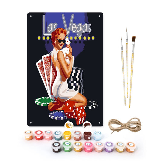 DIYArtCool™ Metal Bar/Posters Art Paint By Numbers- Viva Las Vegas #26 (20x30cm /7.8"x11.8"）