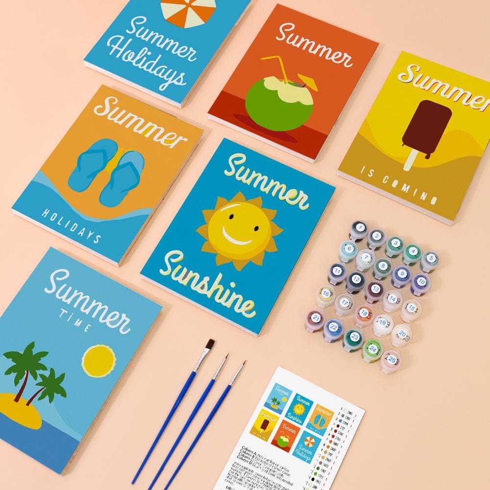 6 Mini Paintings – Vacation Moodboard (5.9” x 7.9” / 15 x 20 cm)