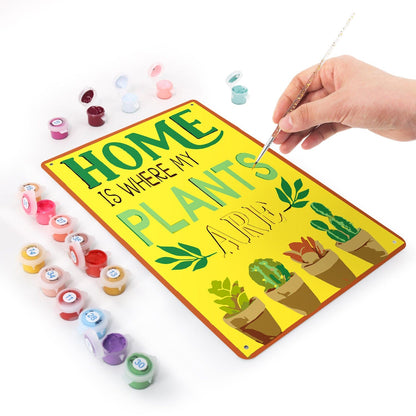 DIYArtCool™ Metal Bar/Posters Art Paint By Numbers- Home Is Where My Plants Are #33 (20x30cm /7.8"x11.8"）