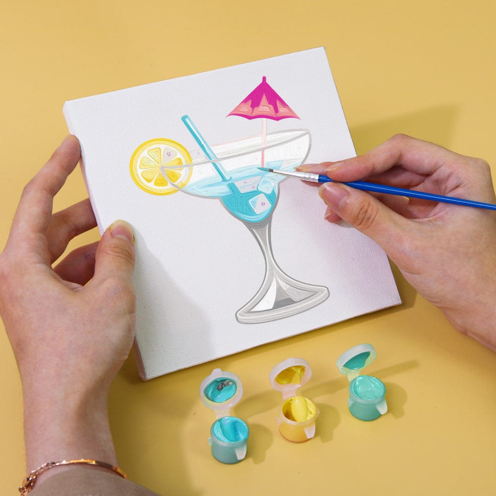 6 Mini Paintings – Tropical Cocktails Set (5.9” x 5.9” / 15 x 15 cm)