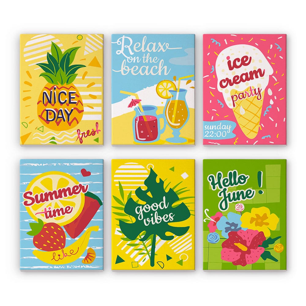 6 Mini Paintings – Summer Vibes Poster Set (5.9” x 7.9” / 15 x 20 cm)