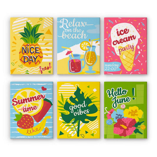 6 Mini Paintings – Summer Vibes Poster Set (5.9” x 7.9” / 15 x 20 cm)