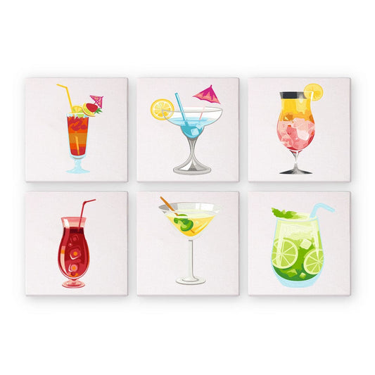6 Mini Paintings – Tropical Cocktails Set (5.9” x 5.9” / 15 x 15 cm)