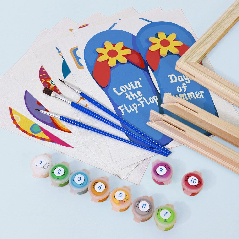 6 Mini Paintings – Flip-Flop Summer Fun Set (5.9” x 7.9” / 15 x 20 cm)