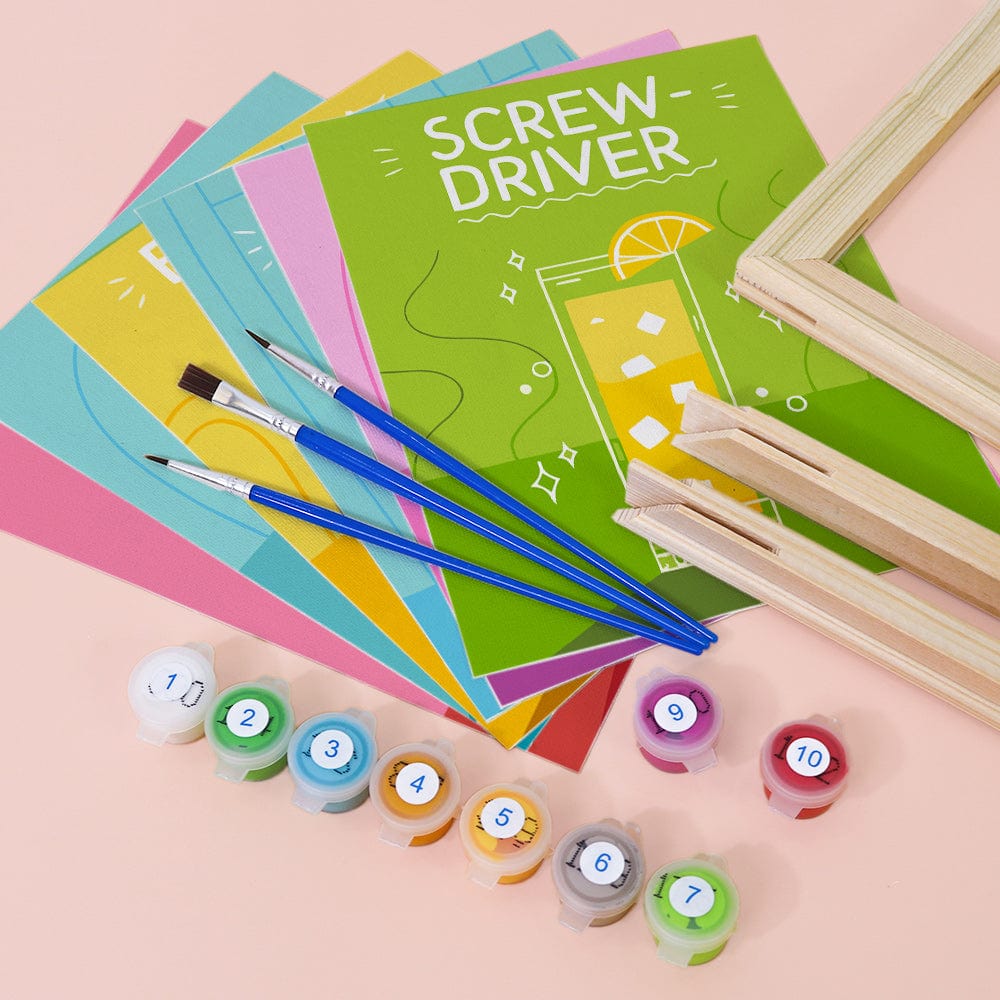 6 Mini Paintings – Pop Cocktail Party Set (5.9” x 7.9” / 15 x 20 cm)