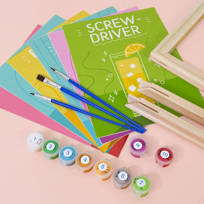 6 Mini Paintings – Pop Cocktail Party Set (5.9” x 7.9” / 15 x 20 cm)