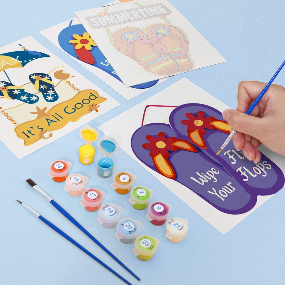 6 Mini Paintings – Flip-Flop Summer Fun Set (5.9” x 7.9” / 15 x 20 cm)