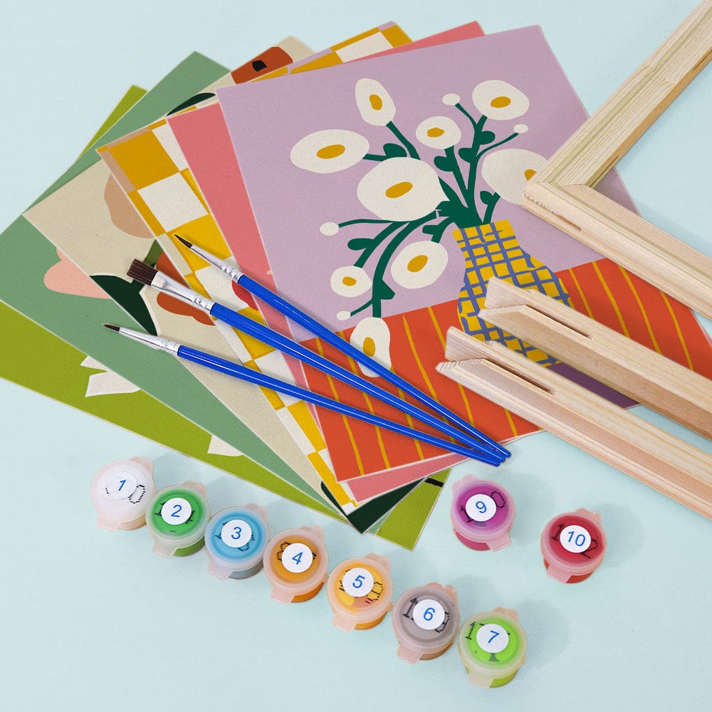 6 Mini Paintings – Modern Blooms Art Set (5.9” x 7.9” / 15 x 20 cm)