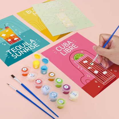 6 Mini Paintings – Pop Cocktail Party Set (5.9” x 7.9” / 15 x 20 cm)