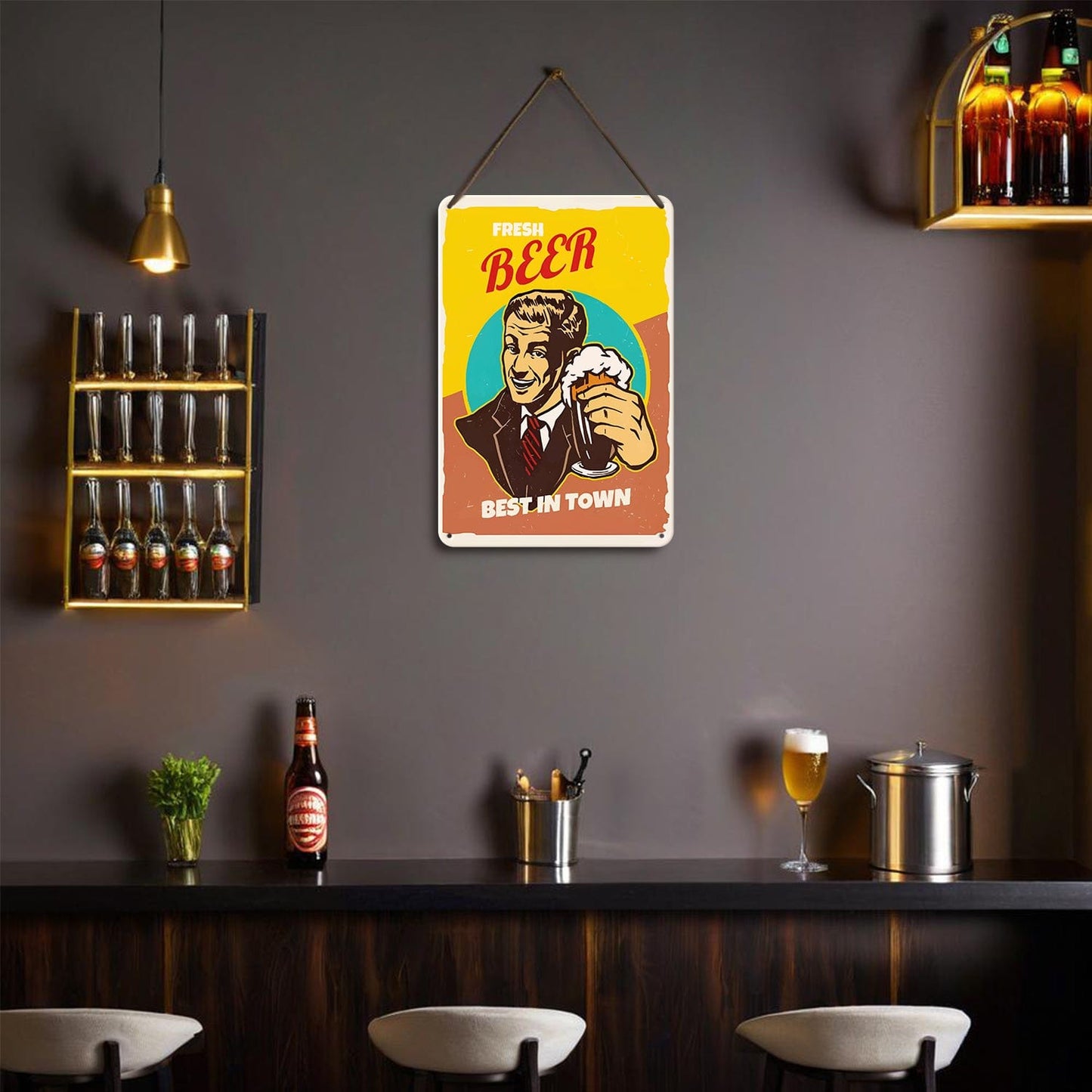 DIYArtCool™ Metal Bar/Posters Art Paint By Numbers- Fresh Beer, Best in Town #05 (20x30cm /7.8"x11.8"）