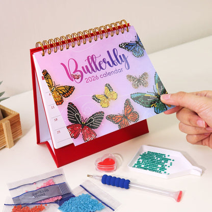 DIYArtCool™ 2026 Desk Calendar Series – Butterflies /Diamond Painting(17cm x 15cm)