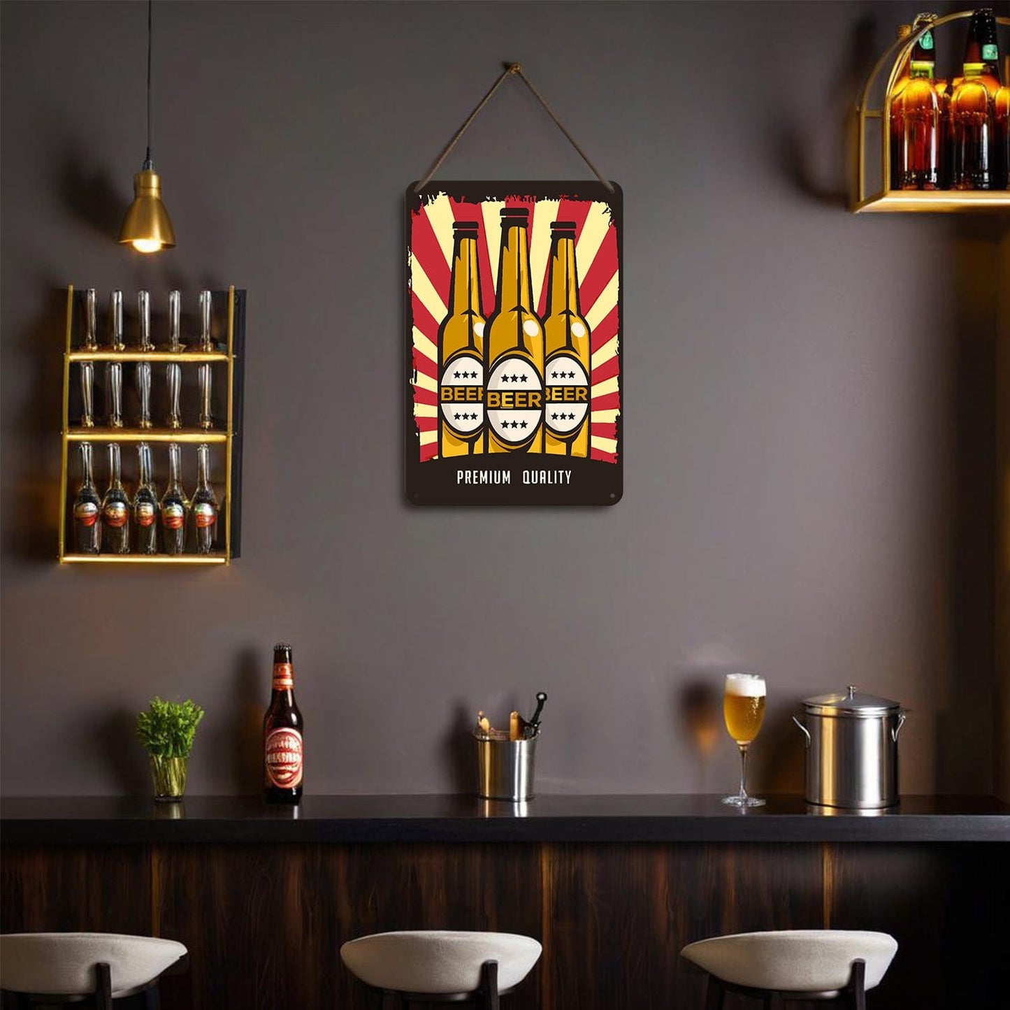 DIYArtCool™ Metal Bar/Posters Art Paint By Numbers- Premium Beer Trio #2 (20x30cm /7.8"x11.8"）