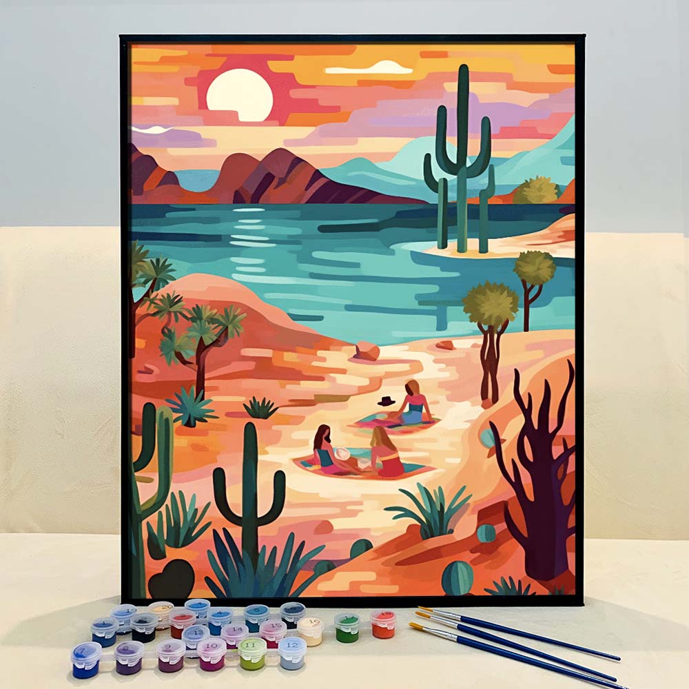 "Vivid Deserts" Series by DIYArtCool™ #14 - 'Fantasy Oasis' | Original Paint by Numbers