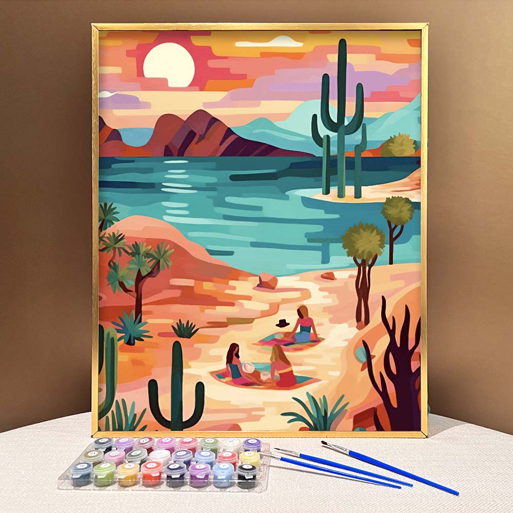 "Vivid Deserts" Series by DIYArtCool™ #14 - 'Fantasy Oasis' | Original Paint by Numbers