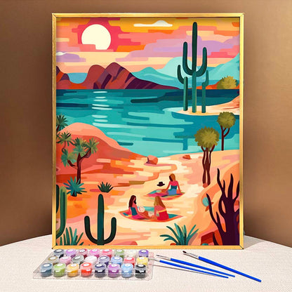 "Vivid Deserts" Series by DIYArtCool™ #14 - 'Fantasy Oasis' | Original Paint by Numbers