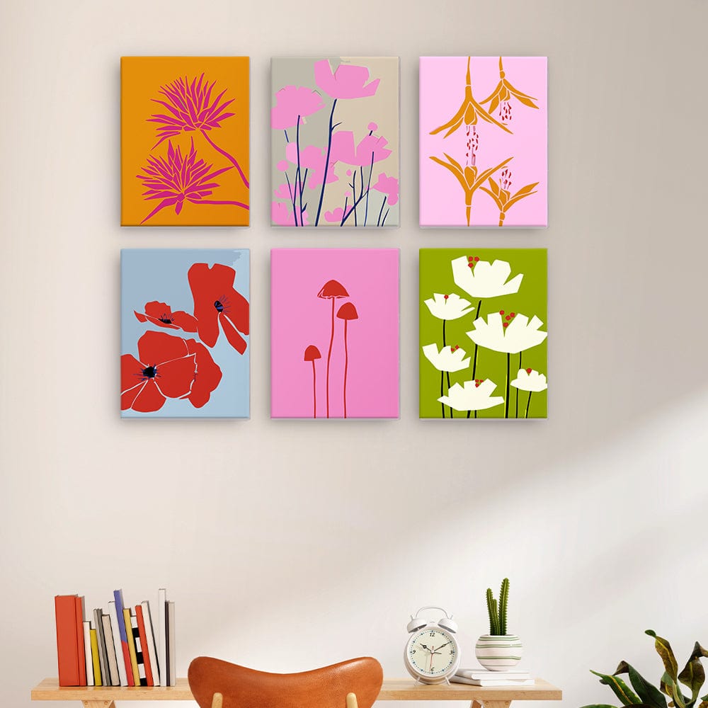 6 Mini Paintings – Abstract Florals (5.9” x 7.9” / 15 x 20 cm)