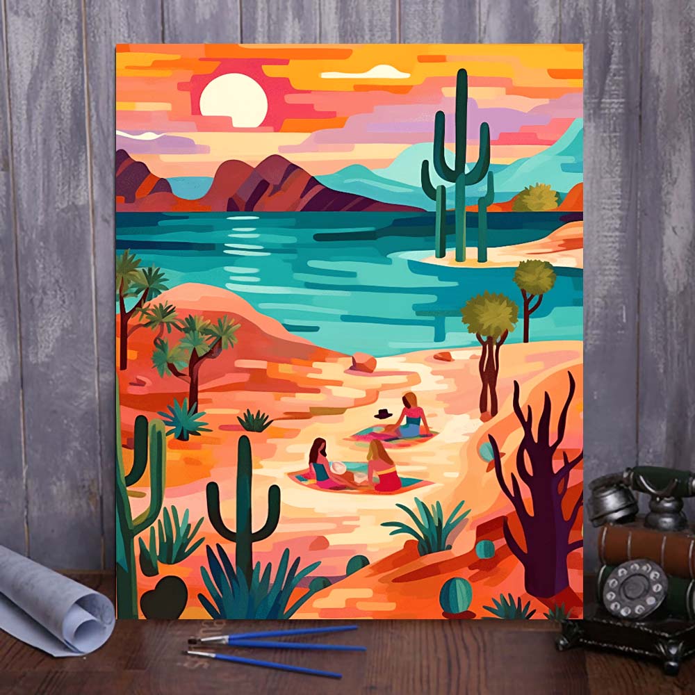 "Vivid Deserts" Series by DIYArtCool™ #14 - 'Fantasy Oasis' | Original Paint by Numbers