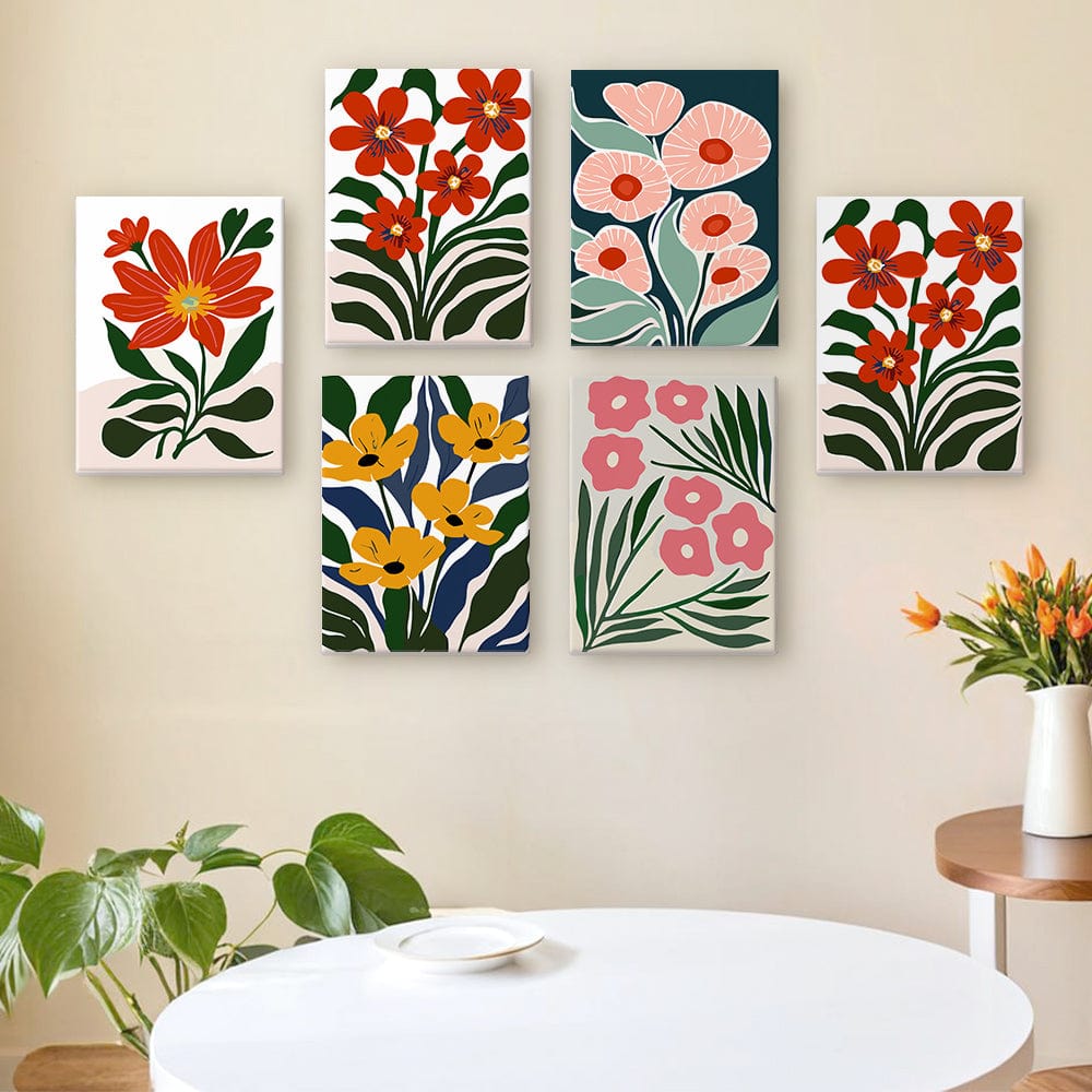 6 Mini Paintings – Botanical Rhythm Set (5.9” x 7.9” / 15 x 20 cm)