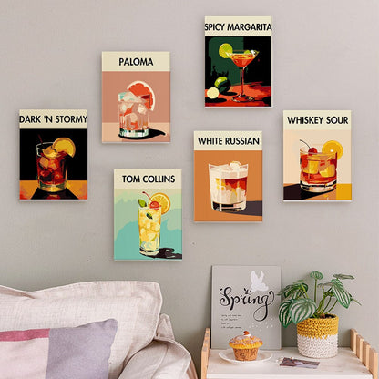 6 Mini Paintings – Sip & Paint Cocktail Set (5.9” x 7.9” / 15 x 20 cm)