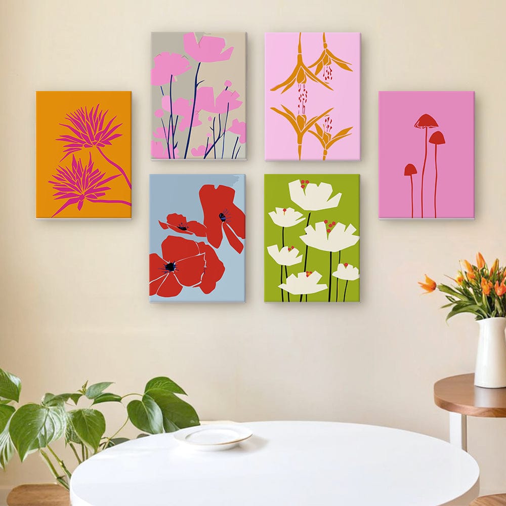 6 Mini Paintings – Abstract Florals (5.9” x 7.9” / 15 x 20 cm)
