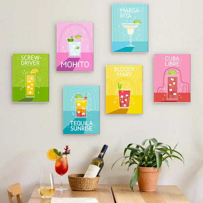 6 Mini Paintings – Pop Cocktail Party Set (5.9” x 7.9” / 15 x 20 cm)