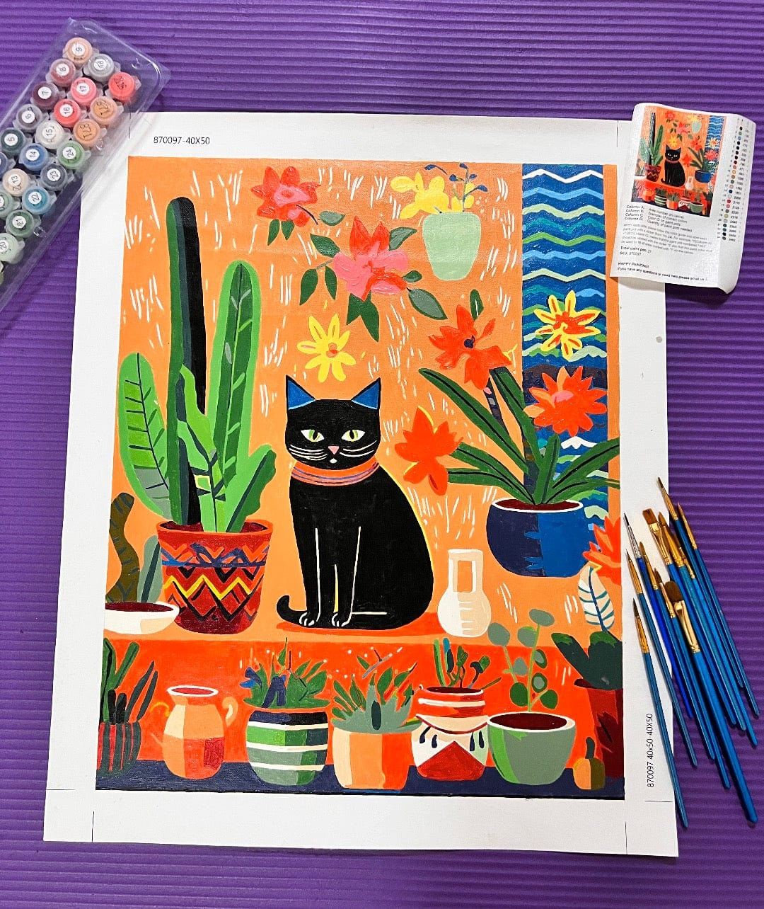 Paint by Numbers Kit in illustration style-'Night's Guardian' | Dive into the world of whimsy, where every number reveals a purrfect story. 🎨