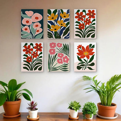 6 Mini Paintings – Botanical Rhythm Set (5.9” x 7.9” / 15 x 20 cm)