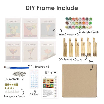 6 Mini Paintings – Signature Cocktails kit(5.9” x 7.9” / 15 x 20 cm)
