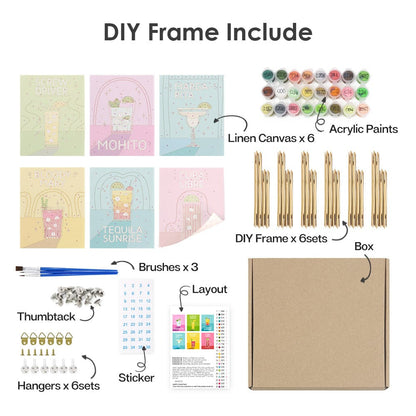 6 Mini Paintings – Pop Cocktail Party Set (5.9” x 7.9” / 15 x 20 cm)