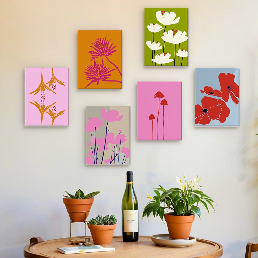 6 Mini Paintings – Abstract Florals (5.9” x 7.9” / 15 x 20 cm)