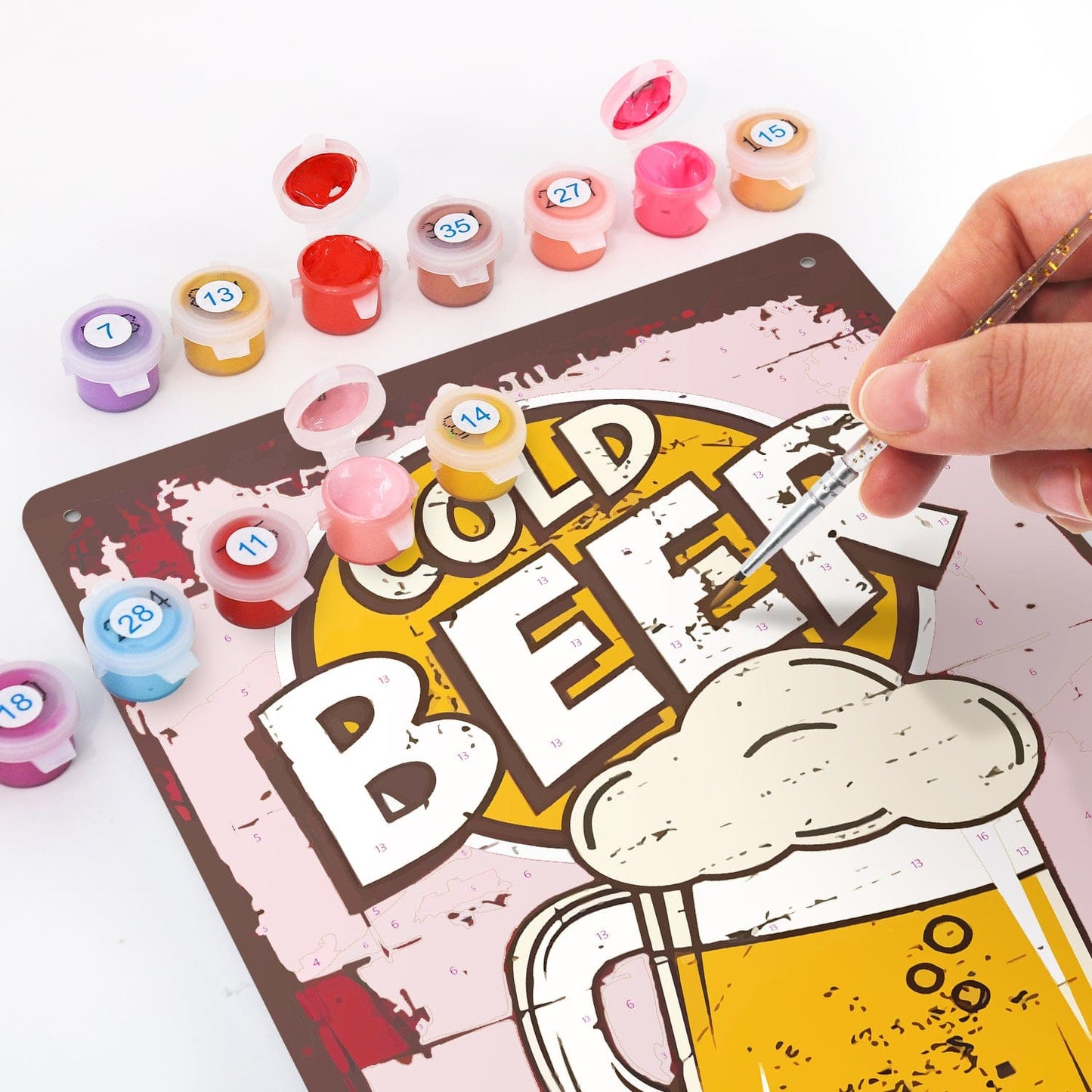 DIYArtCool™ Metal Bar/Posters Art Paint By Numbers- Cold Beer Classic  #06(20x30cm /7.8"x11.8"）